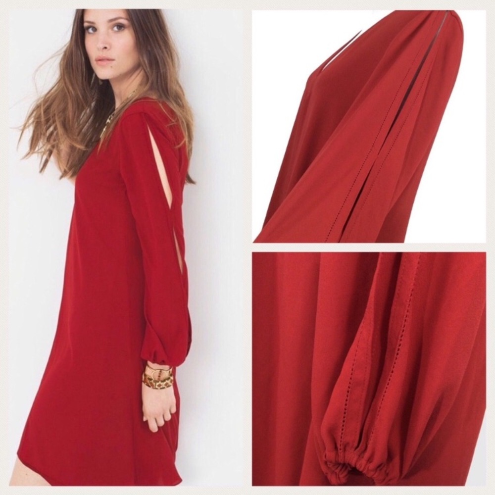 WHBM Red Split Sleeve Dress
